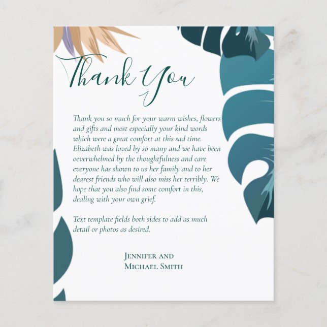 BUDGET Thank You Funeral Memorial Card Templates (Front)
