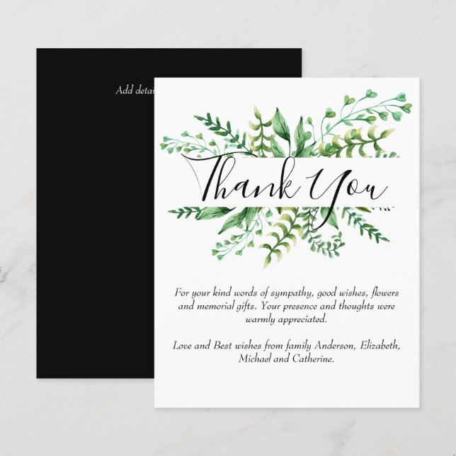 BUDGET Thank You Funeral Memorial Greenery Templat (Front/Back)