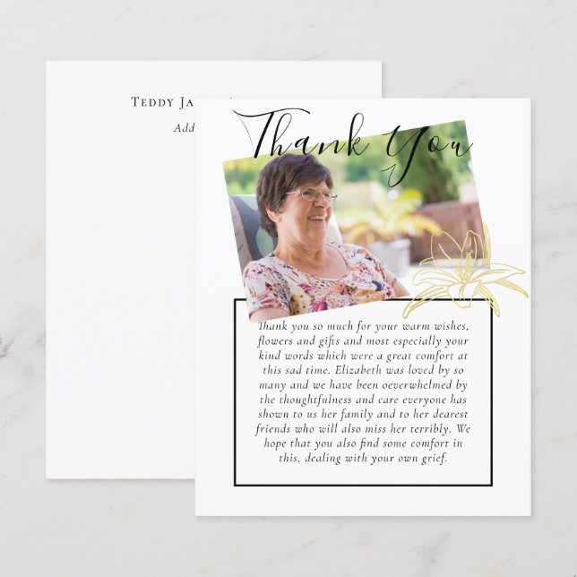 BUDGET Thank You Funeral Memorial Obituary PHOTO (Front/Back)