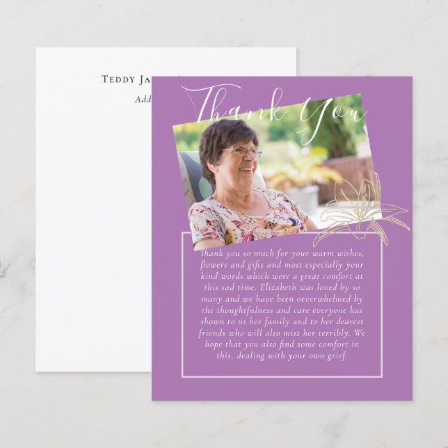 BUDGET Thank You Funeral Memorial Obituary PHOTO (Front/Back)