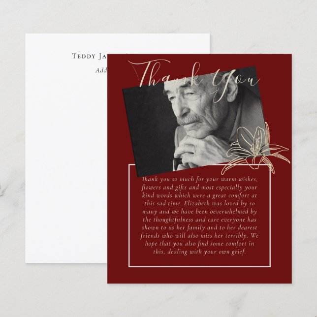 BUDGET Thank You Funeral Memorial Obituary PHOTO (Front/Back)