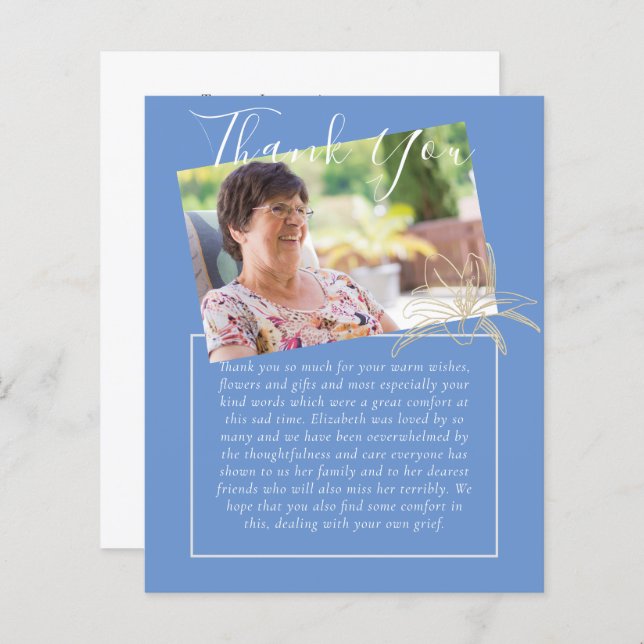 BUDGET Thank You Funeral Memorial Obituary PHOTO (Front/Back)