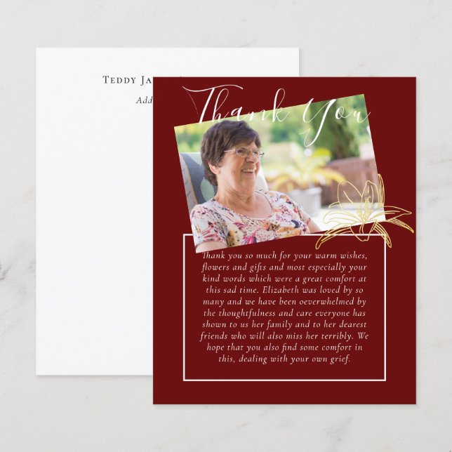 BUDGET Thank You Funeral Memorial Obituary PHOTO (Front/Back)