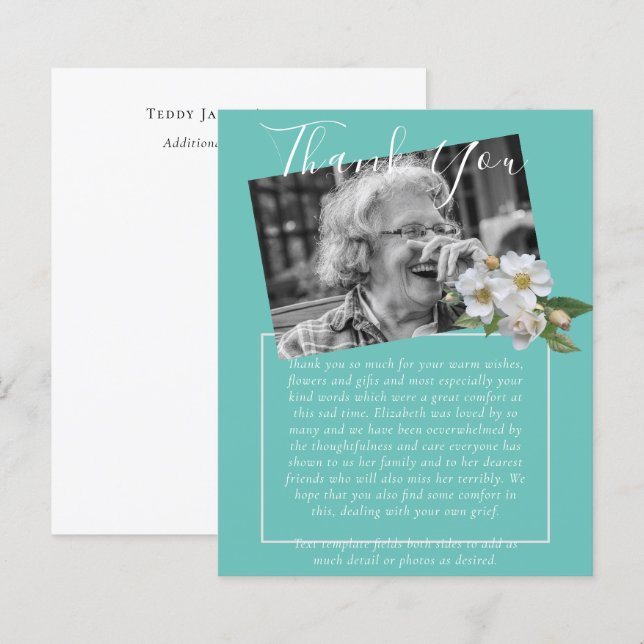 BUDGET Thank You Funeral Memorial Obituary PHOTO (Front/Back)