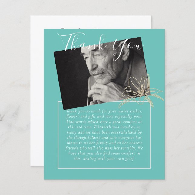 BUDGET Thank You Funeral Memorial Obituary PHOTO (Front/Back)