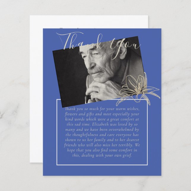 BUDGET Thank You Funeral Memorial Obituary PHOTO (Front/Back)