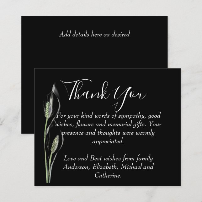 BUDGET Thank You Funeral Memorial Template Lilly (Front/Back)