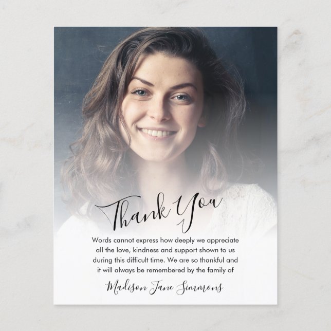 Budget Thank You Funeral Photo Sympathy Grief Card (Back)