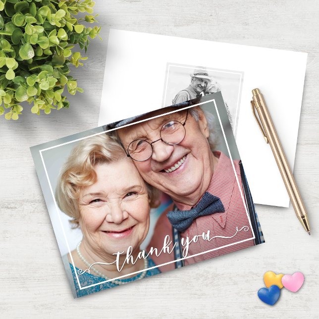 Budget Thank You Typography Anniversary Photo (Budget Thank You Typography Anniversary Photo Thank You Card)