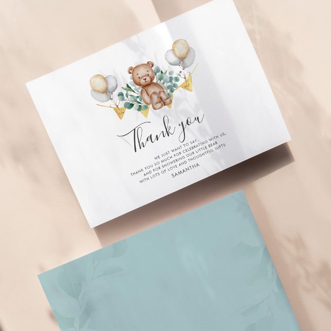 Budget Thank You Woodland Bear Baby Shower Card (Creator Uploaded)
