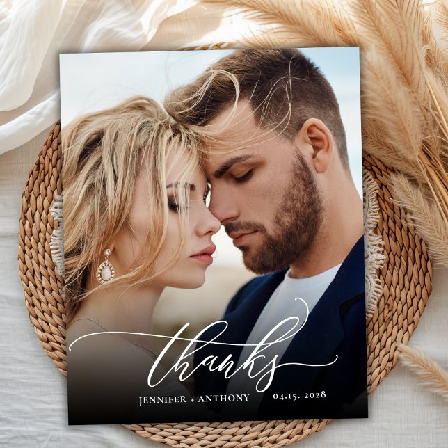 Budget Thanks Script Wedding Photo Thank You Card (Creator Uploaded)