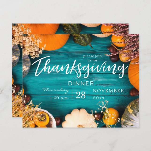 Budget Thanksgiving Dinner Feast Blue Pumpkin (Front/Back)