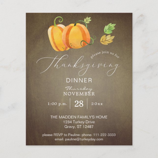 Budget Thanksgiving Duo Pumpkin Gold Dinner  Flyer (Front)
