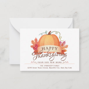 Budget Thanksgiving New Home Pumpkin Moving Card