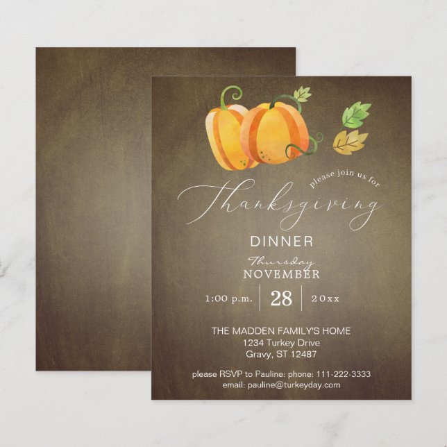 Budget Thanksgiving Pumpkin Duo Gold Dinner (Front/Back)