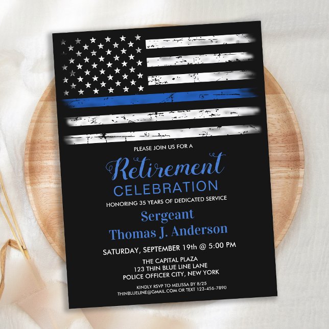 Budget Thin Blue Line Police Retirement Party Invi (Creator Uploaded)