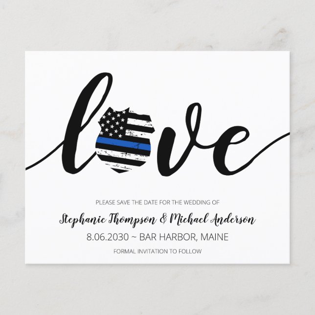 Budget Thin Blue Line Police Themed Wedding  (Front)