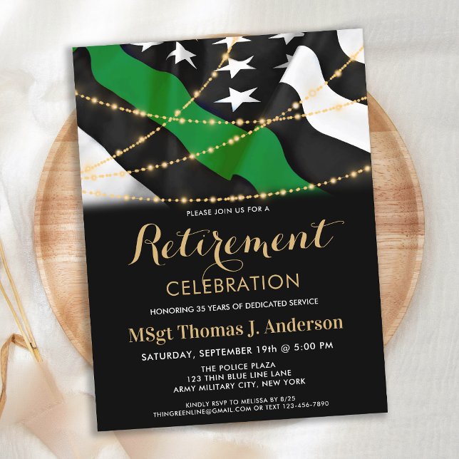 Budget Thin Green Line Military Retirement Invite (Creator Uploaded)