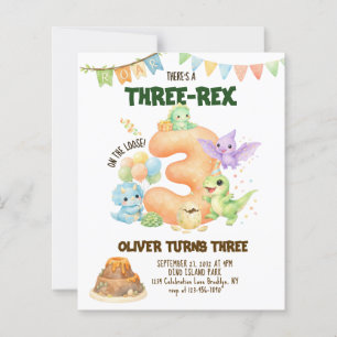 BUDGET Three-Rex Dinosaur Cute Dino 3rd Birthday