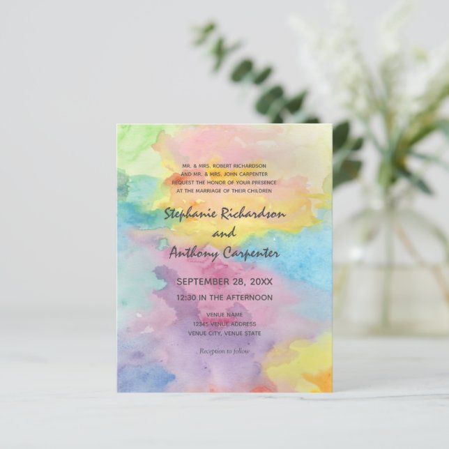 Budget Tie Dye Watercolor Art Colourful Wedding (Standing Front)
