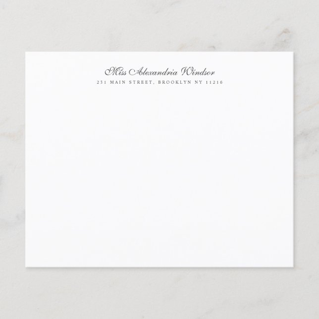 Budget Timeless Elegant Name Address Note Card (Front)