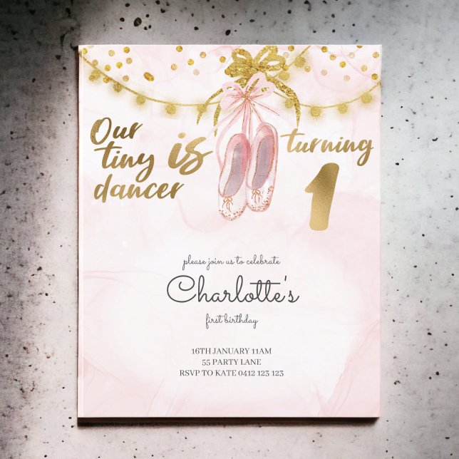 BUDGET Tiny Dancer 1st Birthday Ballet Invitation (Creator Uploaded)