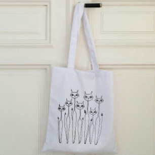 Budget Tote Bag (Hand-drawn cats)