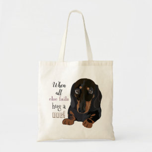 Budget Tote Bag "Hug a dog" Dachshund
