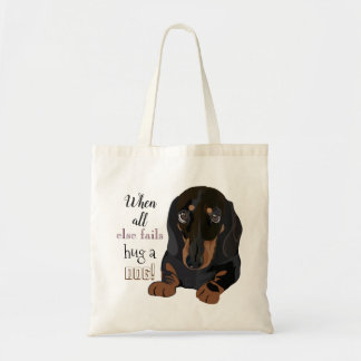 Budget Tote Bag "Hug a dog" Dachshund