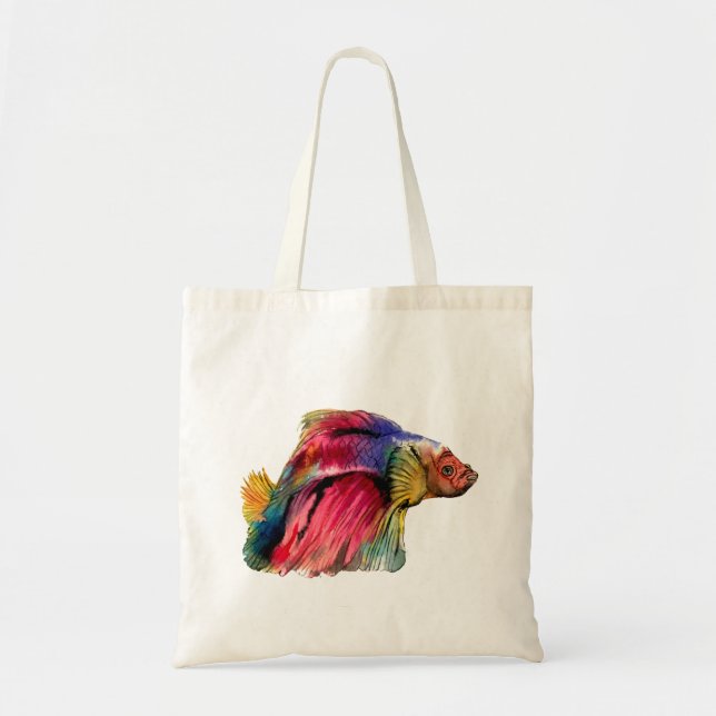 Budget tote bag with betta fish design (Front)