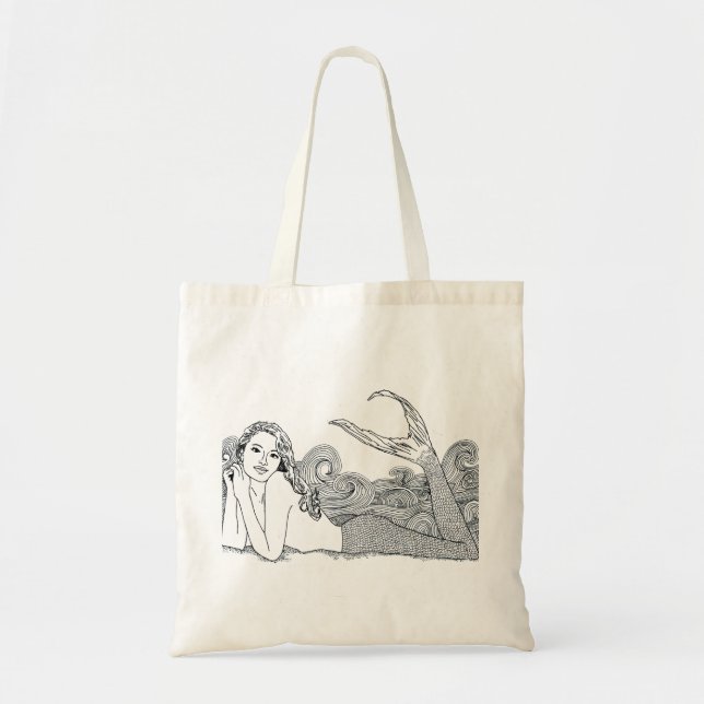 Budget Tote Curly Wave Mermaid wht. Bag (Front)