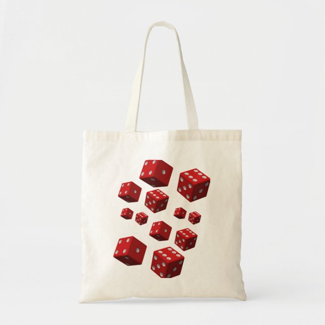 Budget tote handbag red dice white (Front)