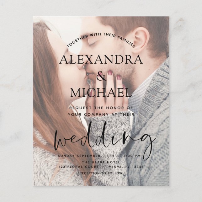 Budget Transparent Photo Wedding Invitations (Front)