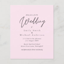BUDGET Trending Colour Pink Wedding Invite