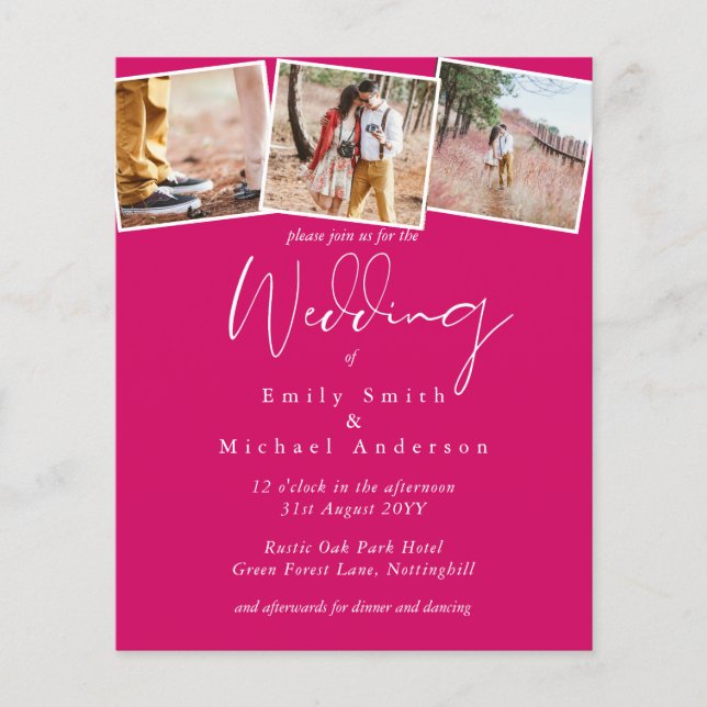 BUDGET Trending Colour Pink Wedding Invite (Front)