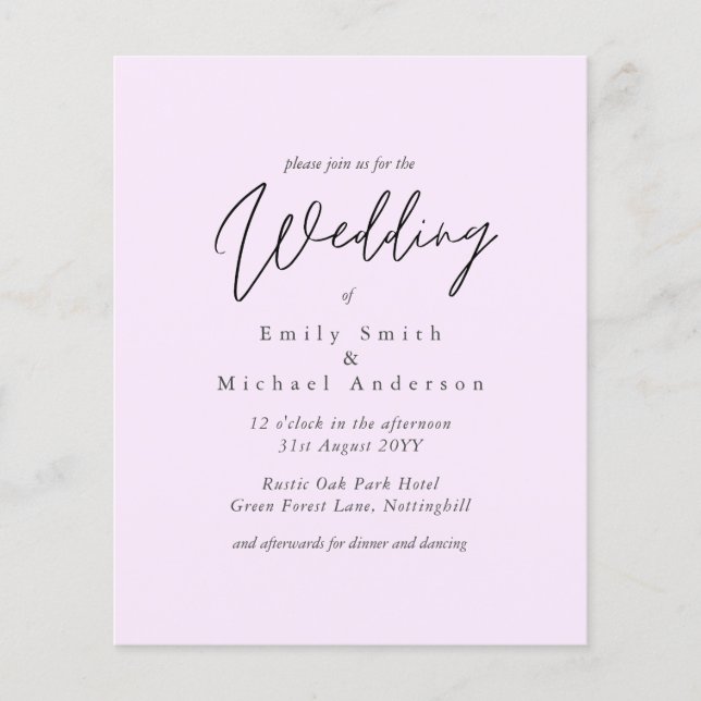 BUDGET Trending Colour Pink Wedding Invite (Front)