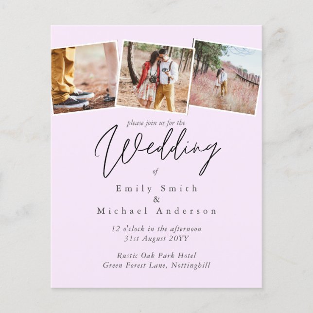BUDGET Trending Colour Pink Wedding Invite (Front)