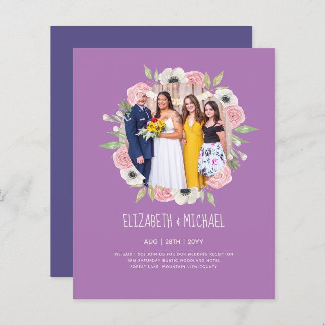 Budget Trending PHOTO Wedding Reception Invites (Front/Back)