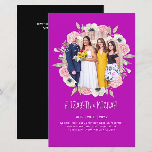 Budget Trending PHOTO Wedding Reception Invites (Front/Back)