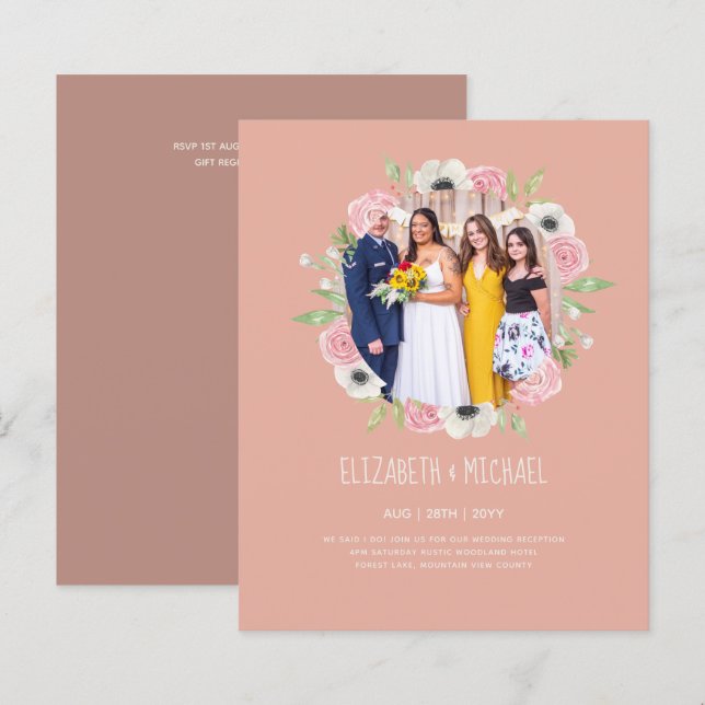 Budget Trending PHOTO Wedding Reception Invites (Front/Back)