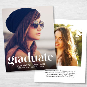Budget Trendy 2 Photo Graduation Announcement
