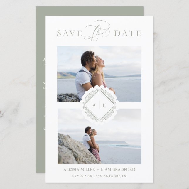 Budget Trendy Initials Chic Ornament Wedding (Front/Back)