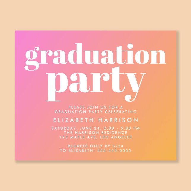 Budget Trendy Pink Graduation Party Invitation (Creator Uploaded)