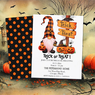 Budget Trick or Treat Cute Gnome Invitation