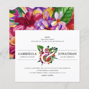 Budget Tropical Bouquet Modern Typography Wedding