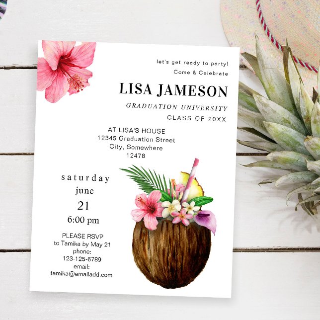 Budget Tropical Coconut Graduation V2 Flyer (Creator Uploaded)