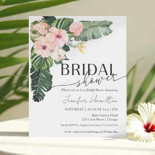 Budget Tropical Floral Bridal Shower Invitation