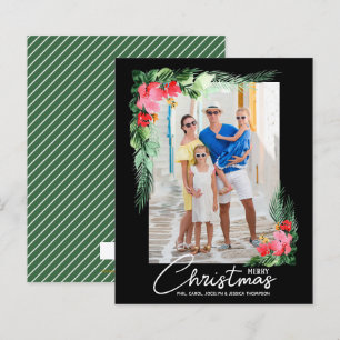 Budget Tropical Floral Christmas Photo Card