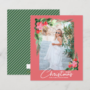 Budget Tropical Floral Christmas Photo Card