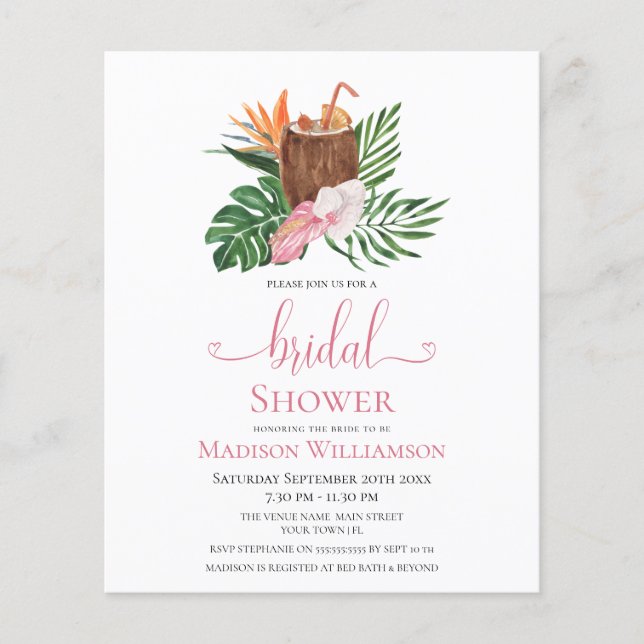 Budget Tropical Floral | Cocktail Bridal Shower (Front)